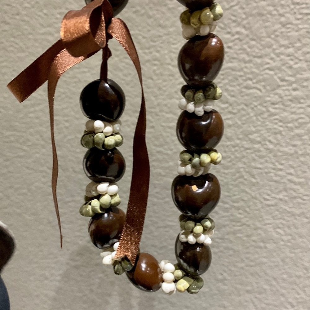 Kukui Nut Lei Necklace Hawaiian Luau